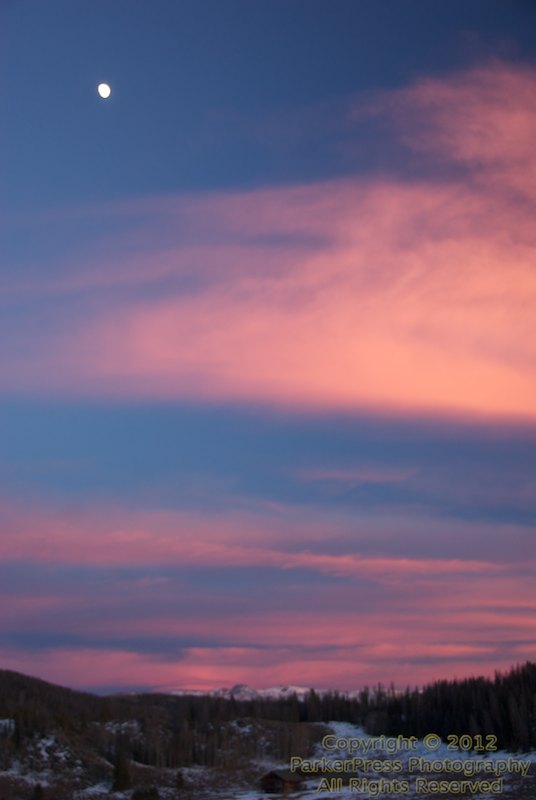 Sunset over Lost Ranger and Ethyl Peak